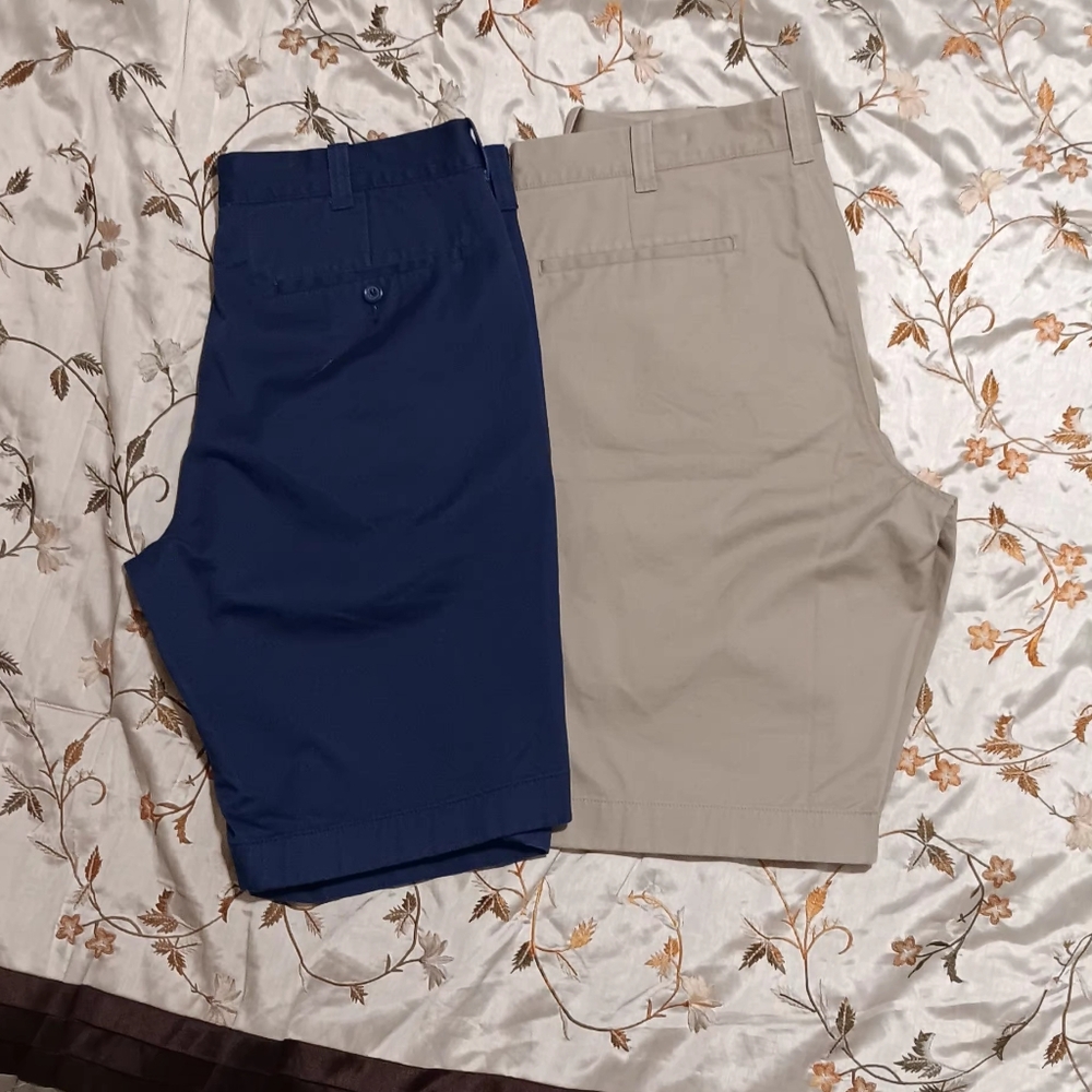 J. Crew Rivington Bundle(2) Shorts Sz33W Khaki/ Navy Blue Flat Front - Picture 6 of 14